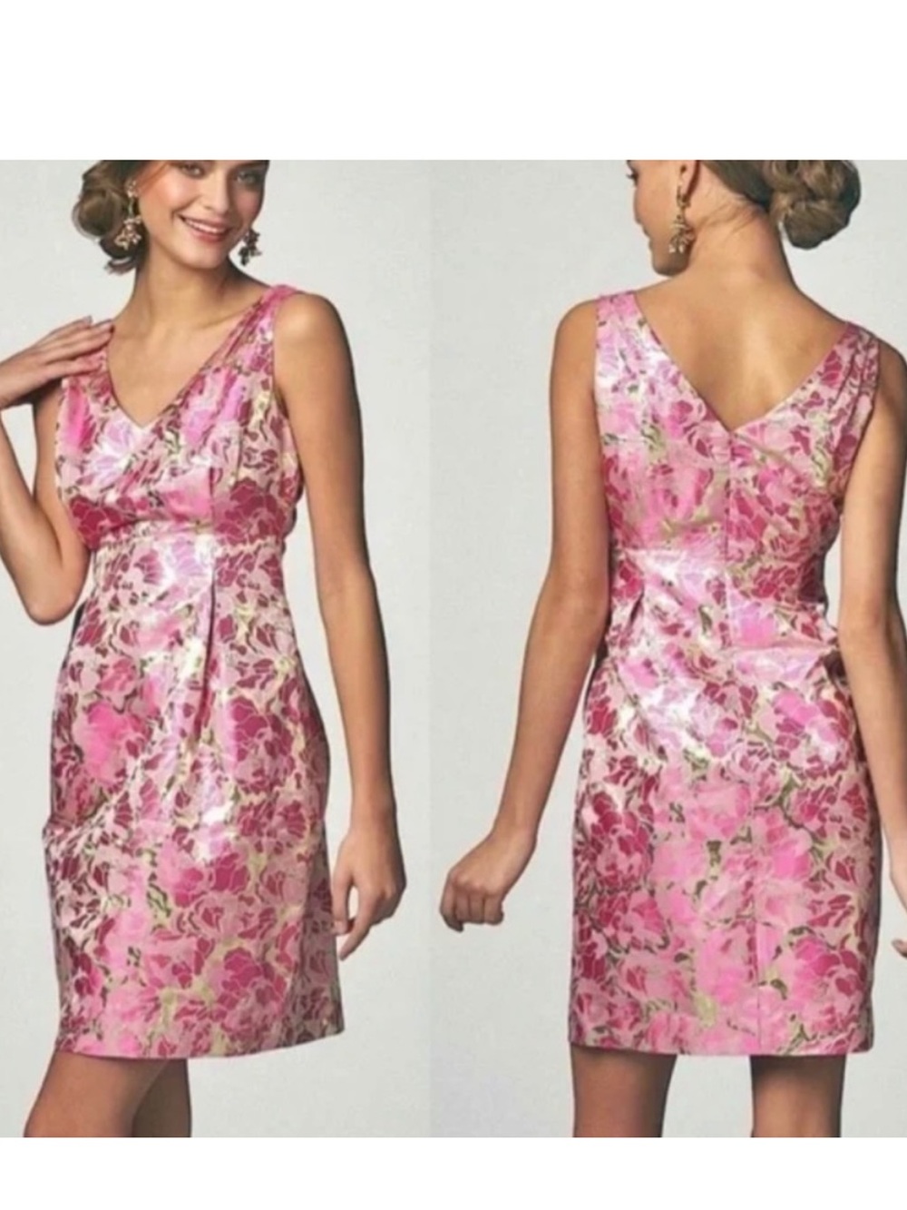 NWT Lilly Pulitzer Kiki Dress in Pink & Gold Metallic Floral Print Size 12